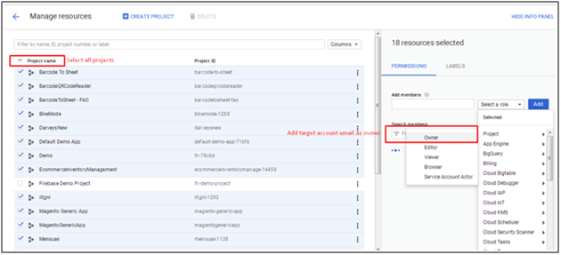 Select all projects