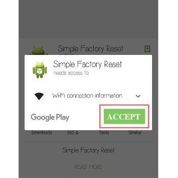 accept factory reset app permission