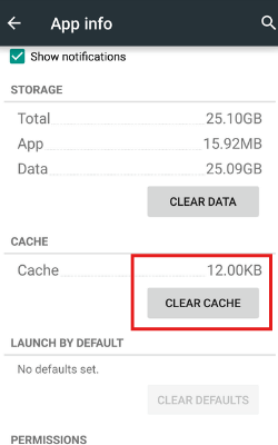 clear cache