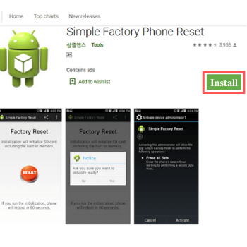 install factory reset app