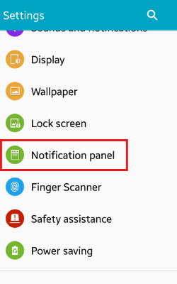 notificatios panel settings